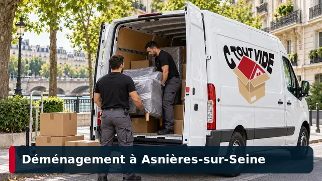 Déménageurs CToutVide transportant du mobilier à Asnières-sur-Seine