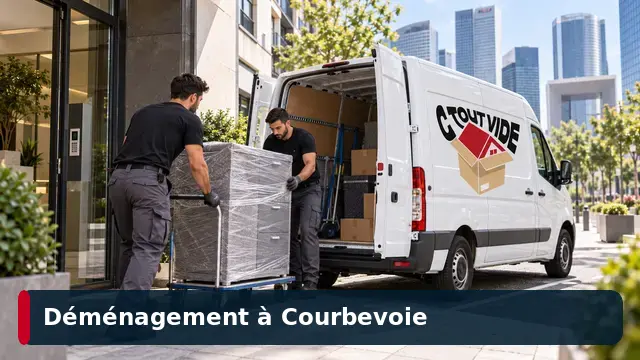Équipe de déménageurs CToutVide chargeant un camion à Courbevoie