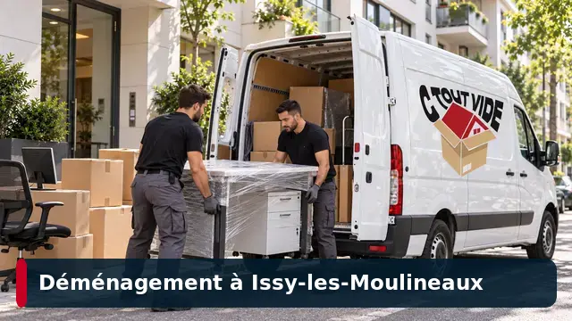 Déménageurs CToutVide transportant du mobilier à Issy-les-Moulineaux
