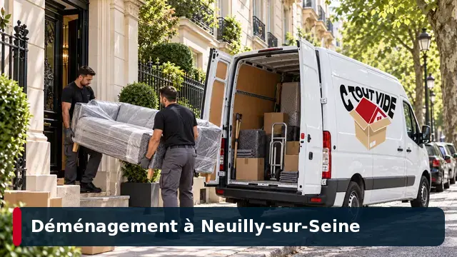 Équipe de déménageurs CToutVide chargeant un camion à Neuilly-sur-Seine