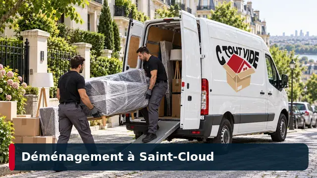 Équipe de déménageurs CToutVide chargeant un camion à Saint-Cloud